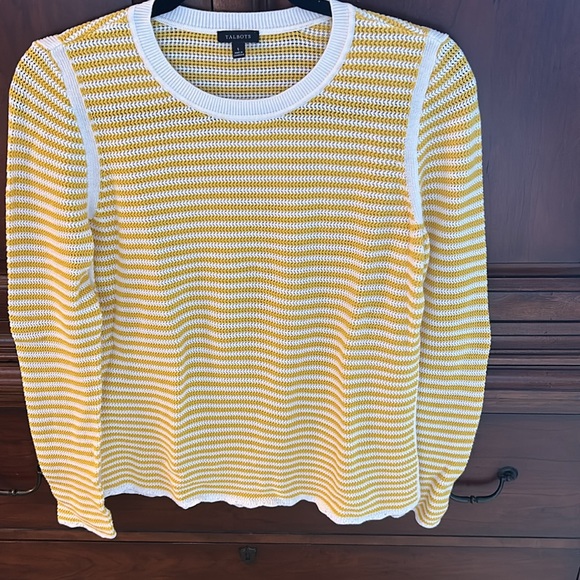Talbots Yellow and White Striped Sweater/Size Small - Picture 3 of 4